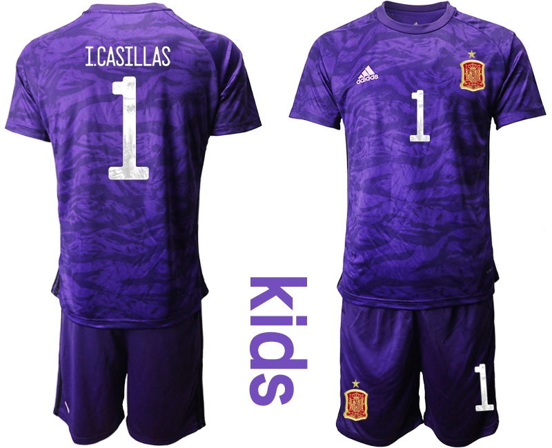 2021 European Cup Espana purple goalkeeper Youth #1 soccer jerseys